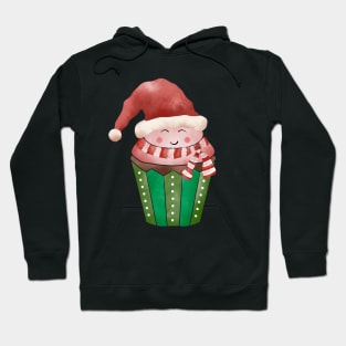 Cupcake Santa Watercolor Hoodie